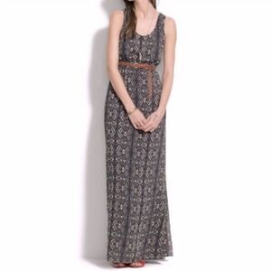 Madewell Blue Gray Geometric Lace Pattern Sleeveless Maxi Dress